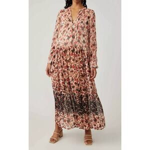 Free People See It Through Maxi Fall Dress Size Xs Neutral Oversize
